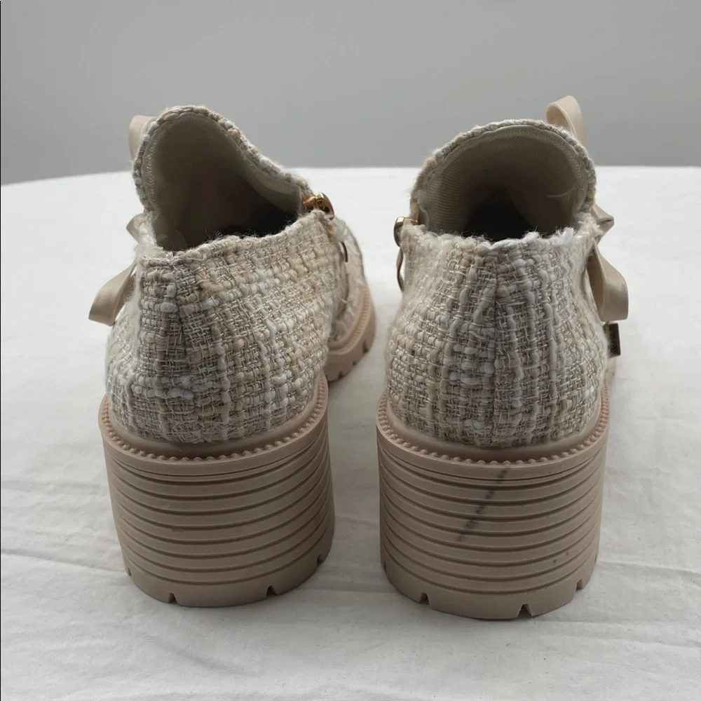 NEW! DG Tweed Patch Bowknot Chunky Heel Loafers. 245mm (US 7). - Picture 9 of 15